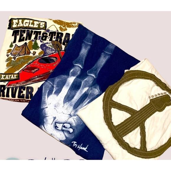 Peace and Nature Boys Long Sleeve 3 pack tees Layered Shirt Peace Skeleton Camp - Picture 1 of 8